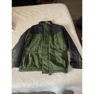 Vintage Polo Jeans Co Ralph Lauren Jacket Green Black Nylon Fleece Lined - M Y2K